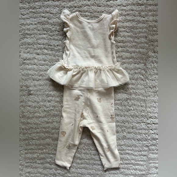 Carter’s 9m 2pc ribbed lace set, bunny rabbit - Picture 2 of 3